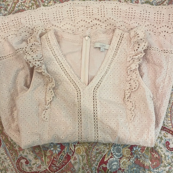 LOFT Pink Eyelet Dress SZ 8 - Picture 5 of 6